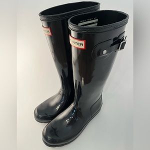 Hunter Original Kids Gloss - Size 4 Boys / 5 Girls - Black